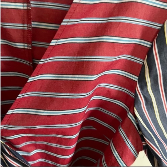 BCBGeneration shirt blue red mixed stripe surplice wrap - Picture 3 of 9